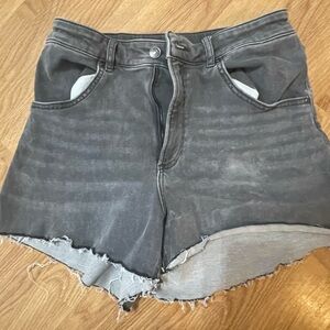 Express Curvy Mom High Rise Charcoal Denim Women's Shorts